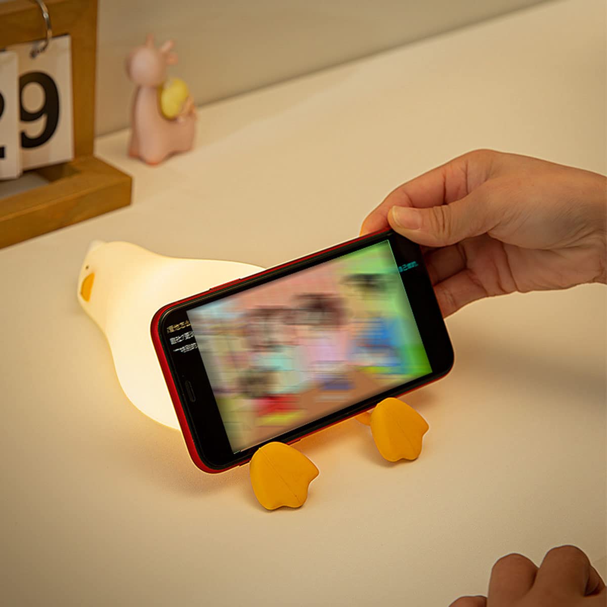 Luz noturna LED para pato deitado, luz noturna regulável de 3 níveis para berçário