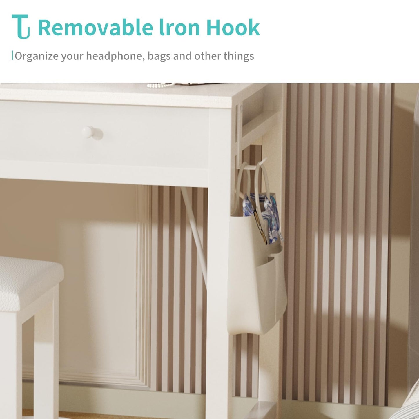 Small Makeup Vanity Desk with Fabric Drawers