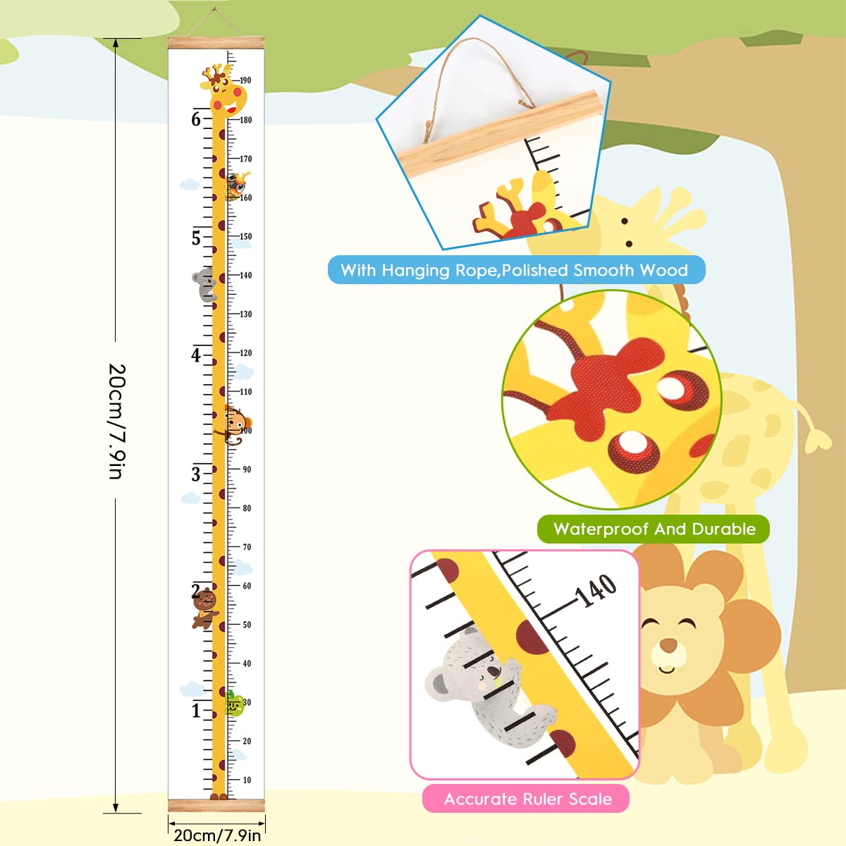 Gráfico de altura de crescimento do bebê, régua de entrega, decoração de parede para crianças