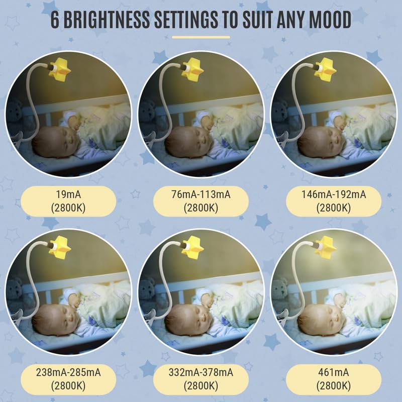 Luz de estrela LED com clipe, luz de mesa quente e regulável