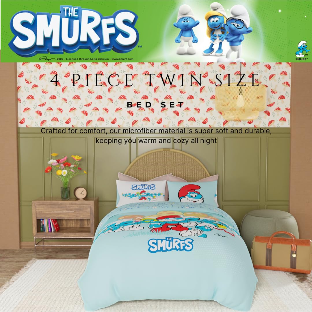 Roupa de cama infantil dos Smurfs super macia