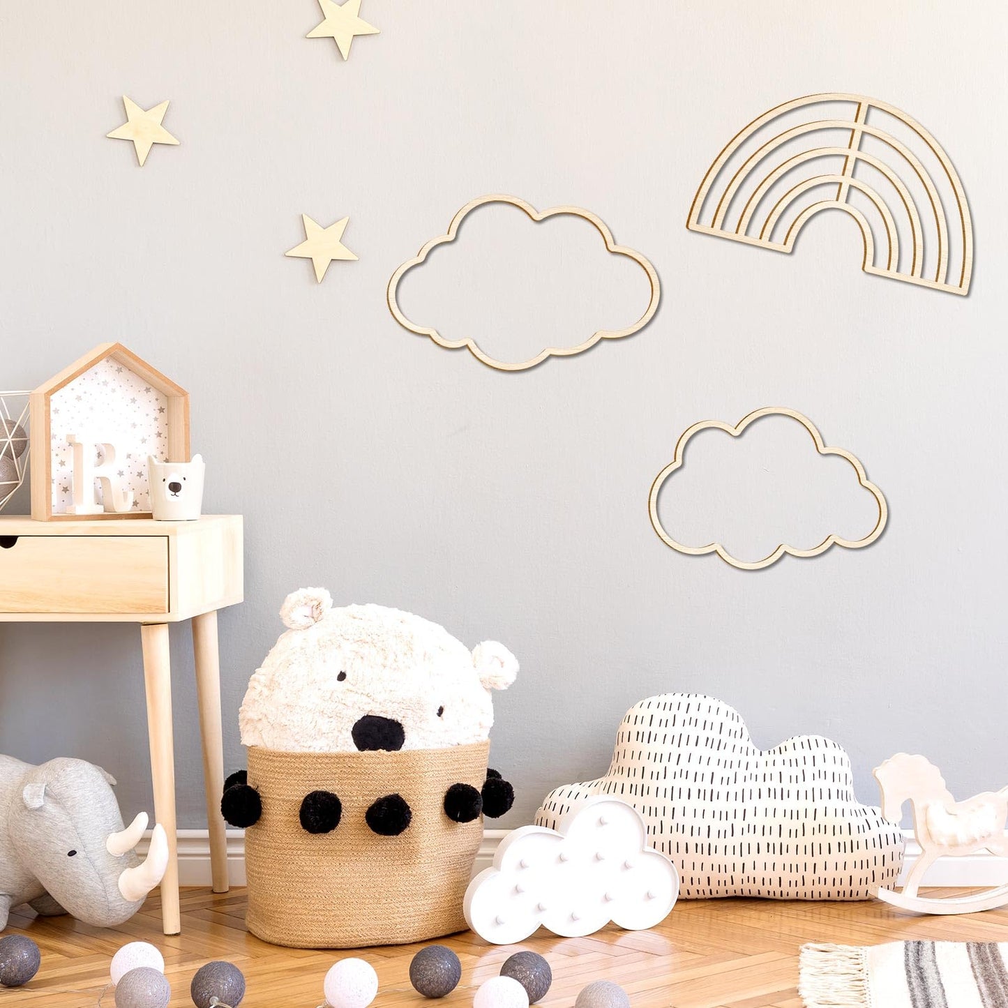 4 peças Boho Nursery Cloud Star decoração de parede