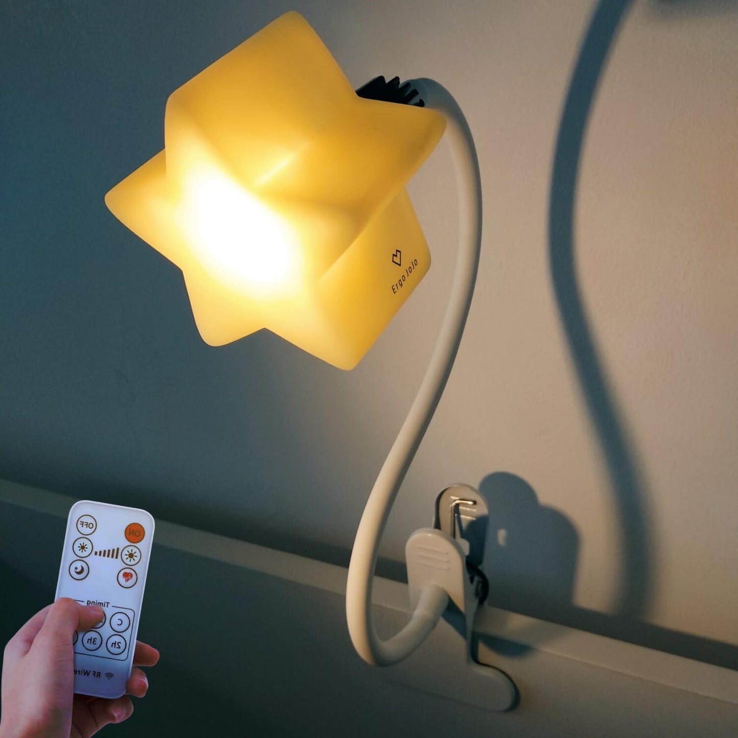 Luz de estrela LED com clipe, luz de mesa quente e regulável