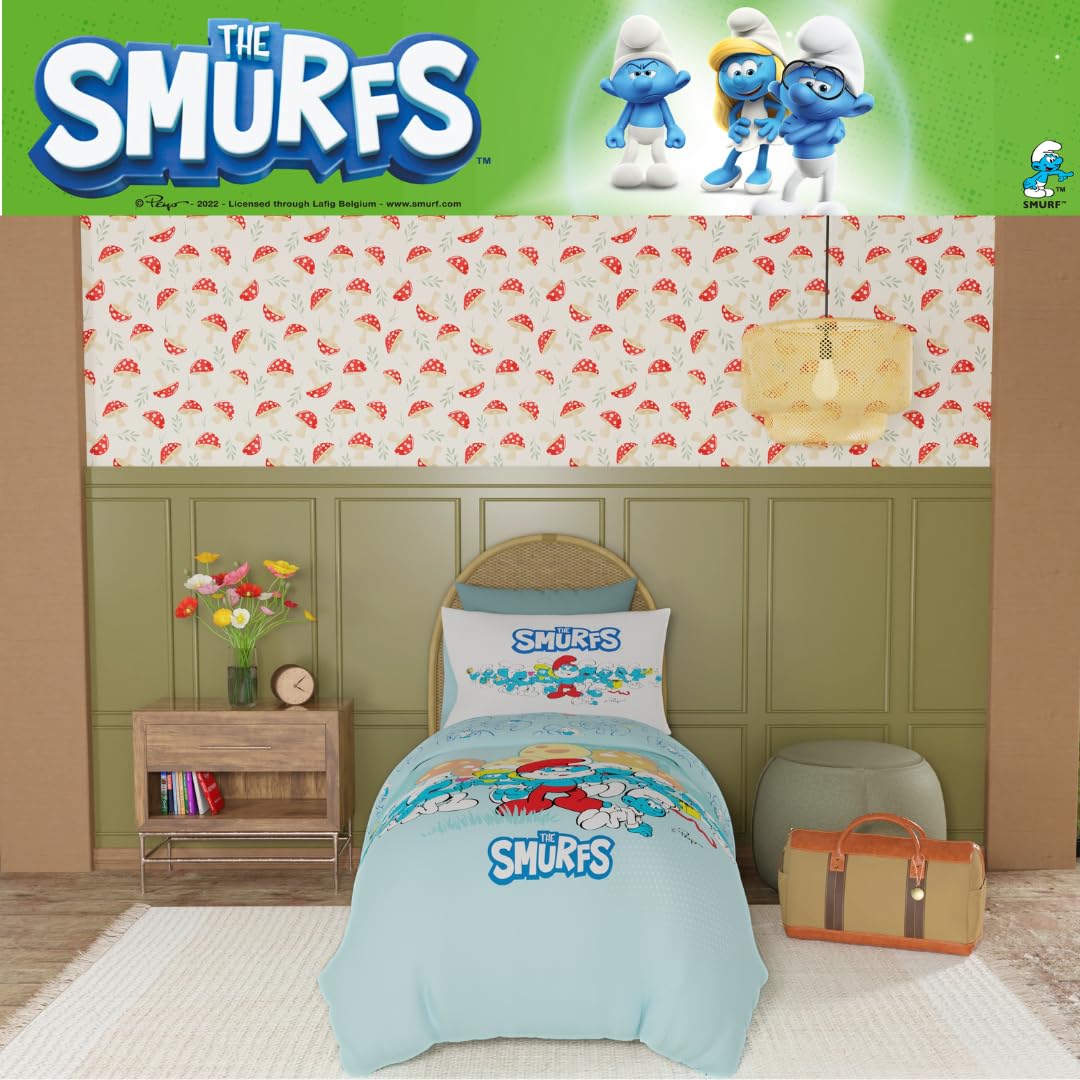 Roupa de cama infantil dos Smurfs super macia