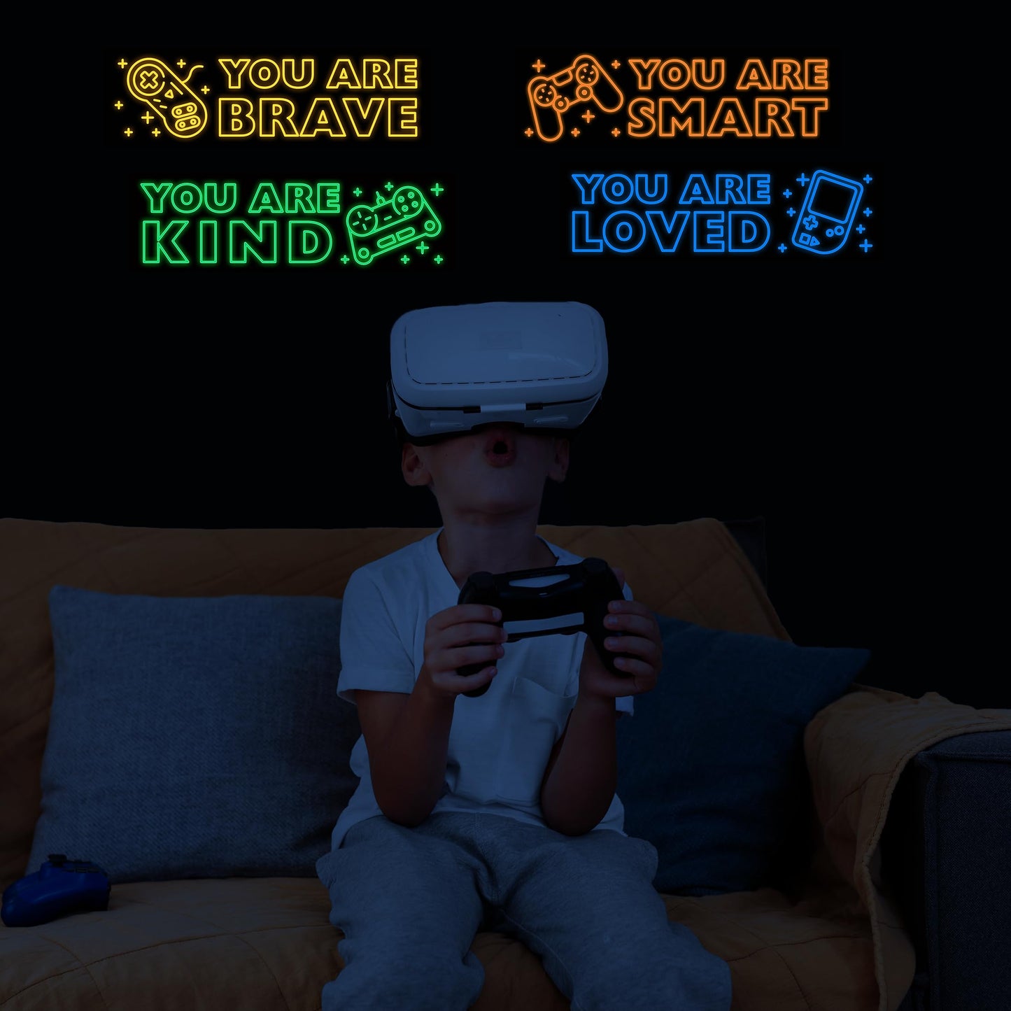 Adesivos de parede de jogos brilham no escuro