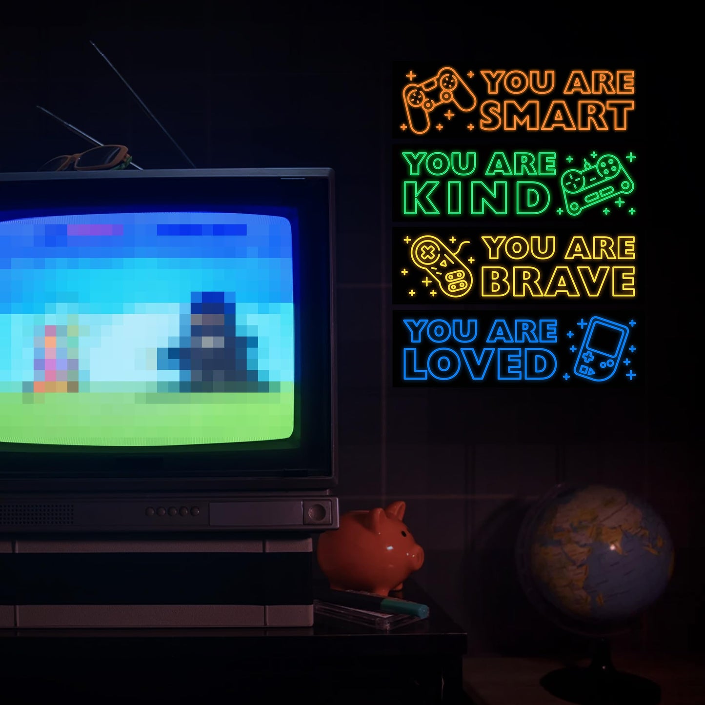 Adesivos de parede de jogos brilham no escuro