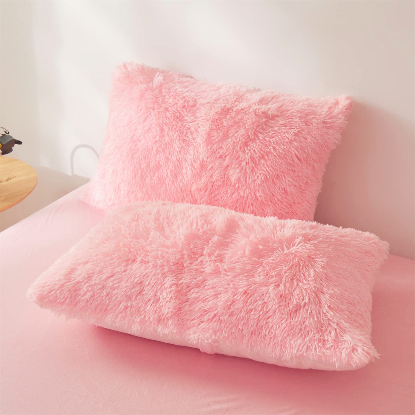 Edredons fofos Capa Twin Size - Conjuntos de cama rosa ultra macios de pelúcia 2 peças