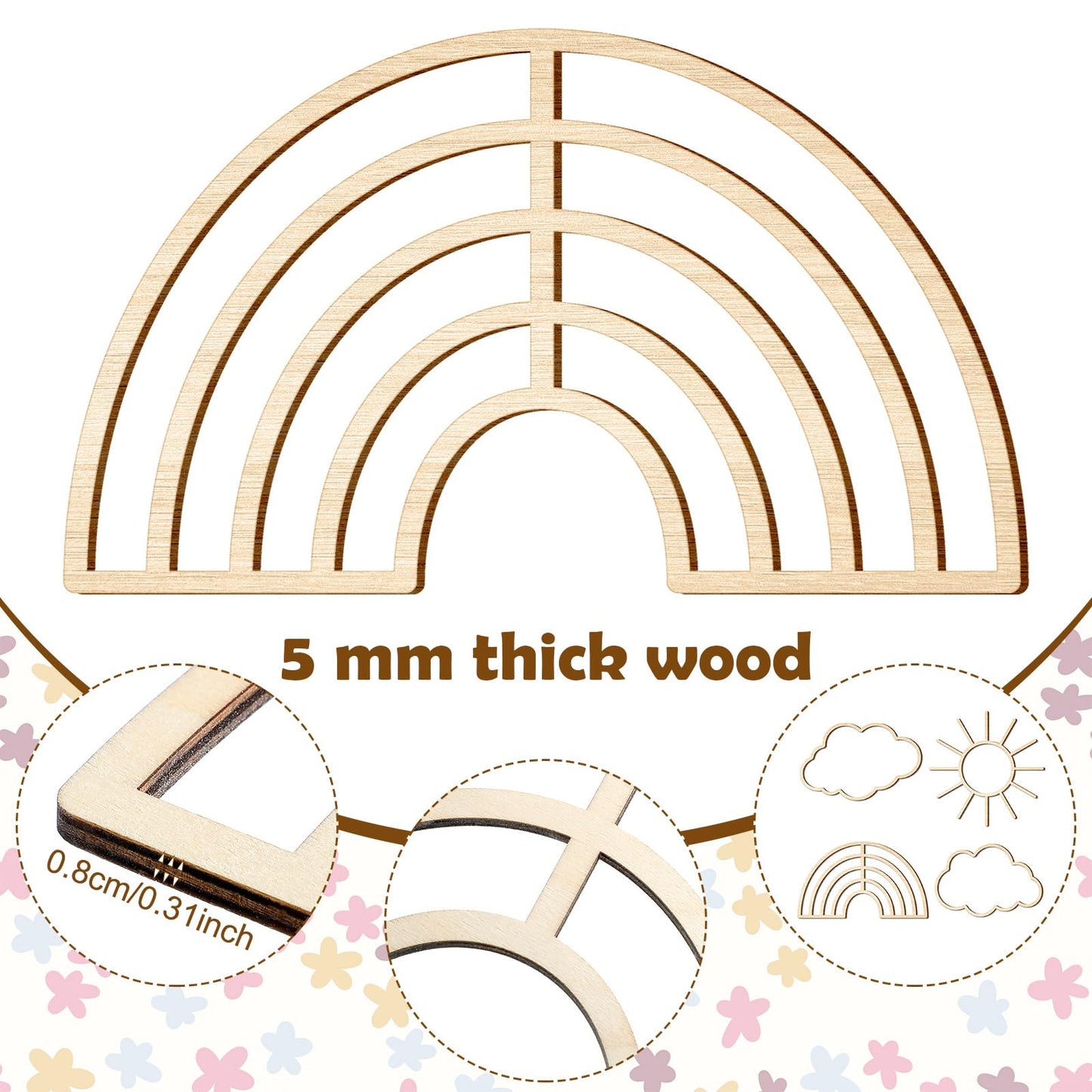 4 peças Boho Nursery Cloud Star decoração de parede