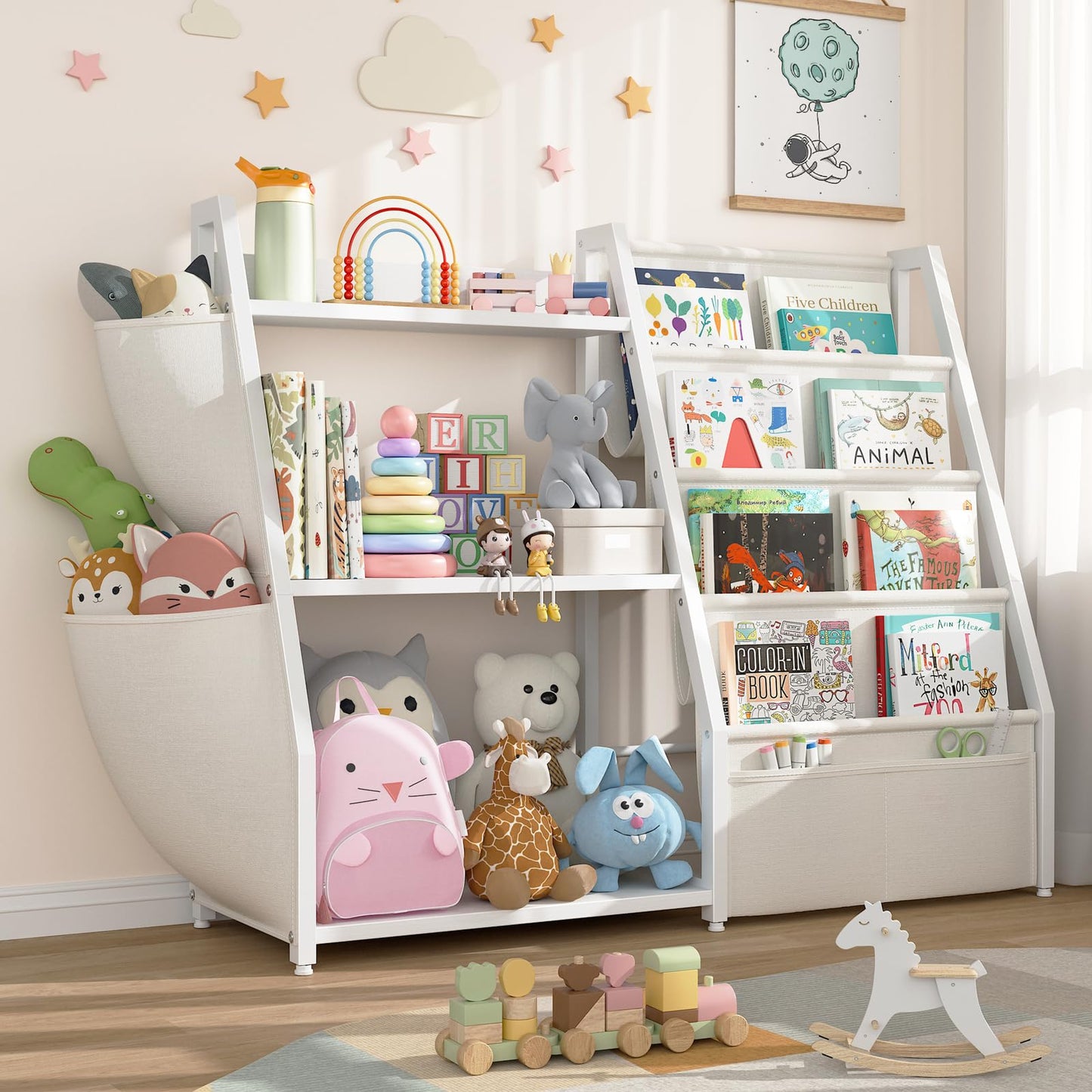Estante para crianças e armazenamento de brinquedos