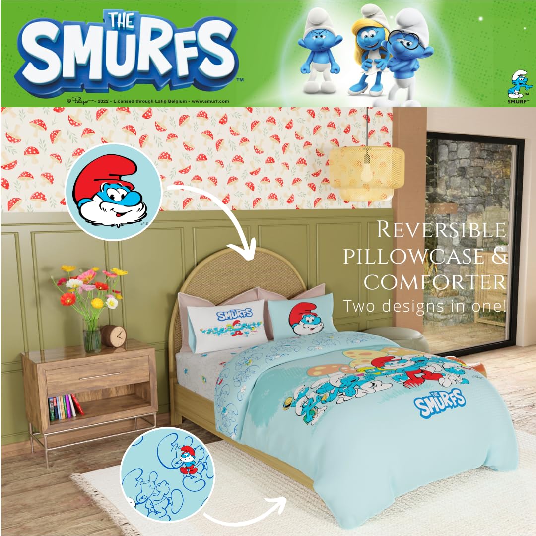 Roupa de cama infantil dos Smurfs super macia