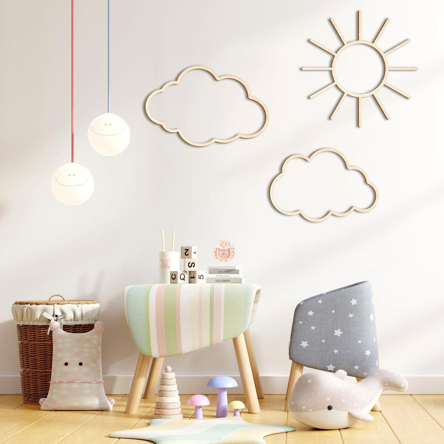 4 peças Boho Nursery Cloud Star decoração de parede