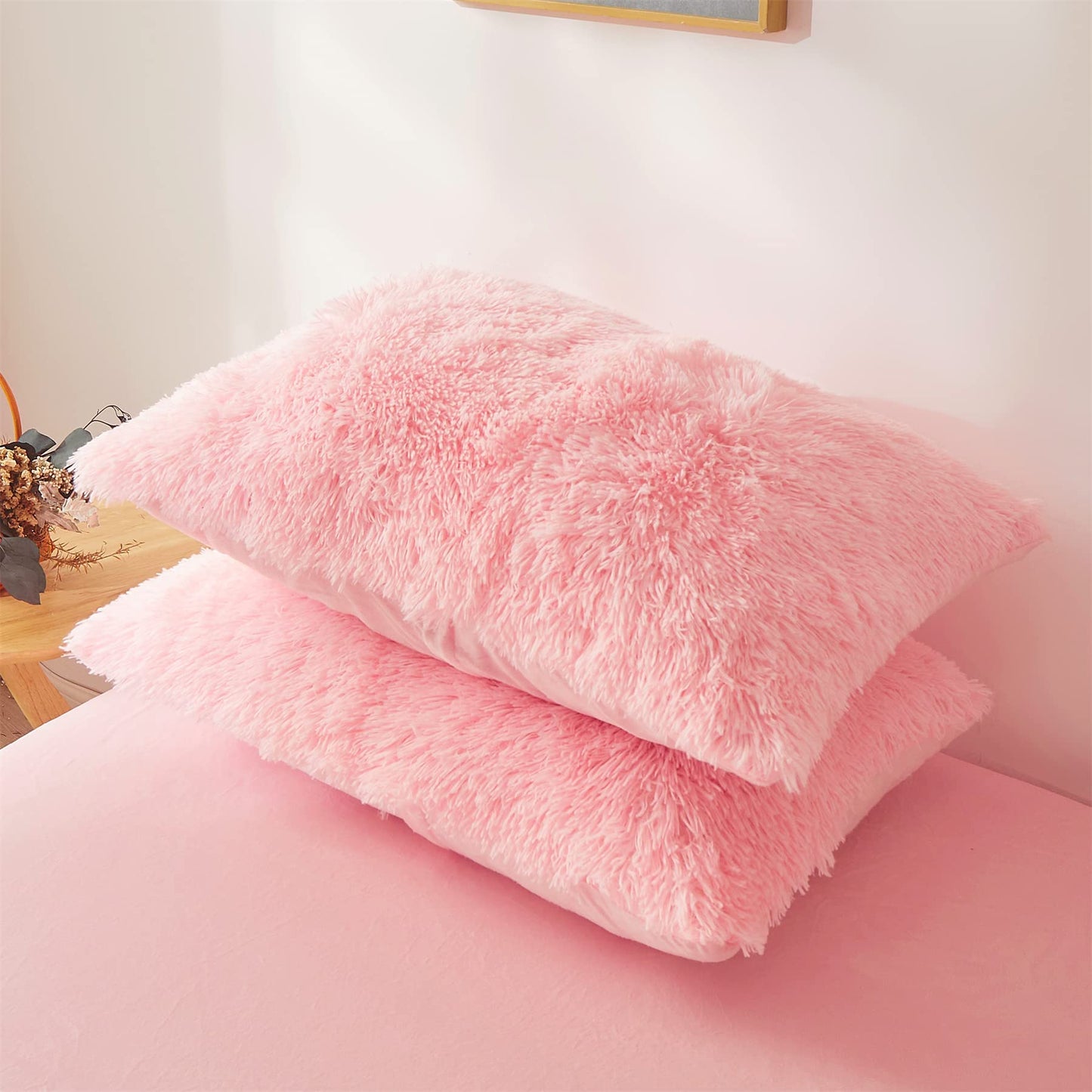 Edredons fofos Capa Twin Size - Conjuntos de cama rosa ultra macios de pelúcia 2 peças