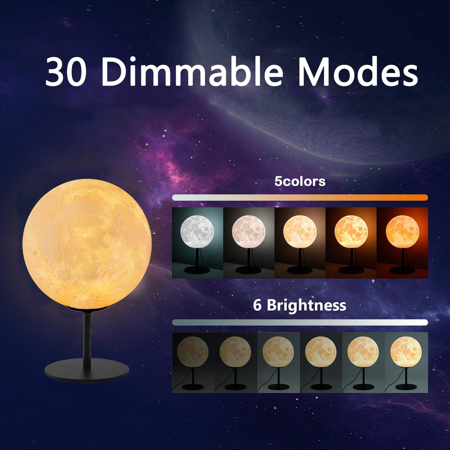 Luminária de cabeceira Moon Lamp para quarto