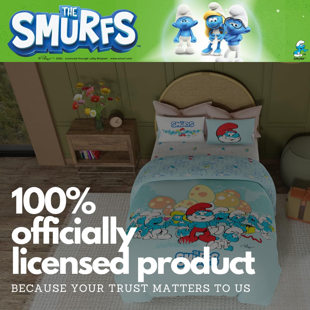 Roupa de cama infantil dos Smurfs super macia