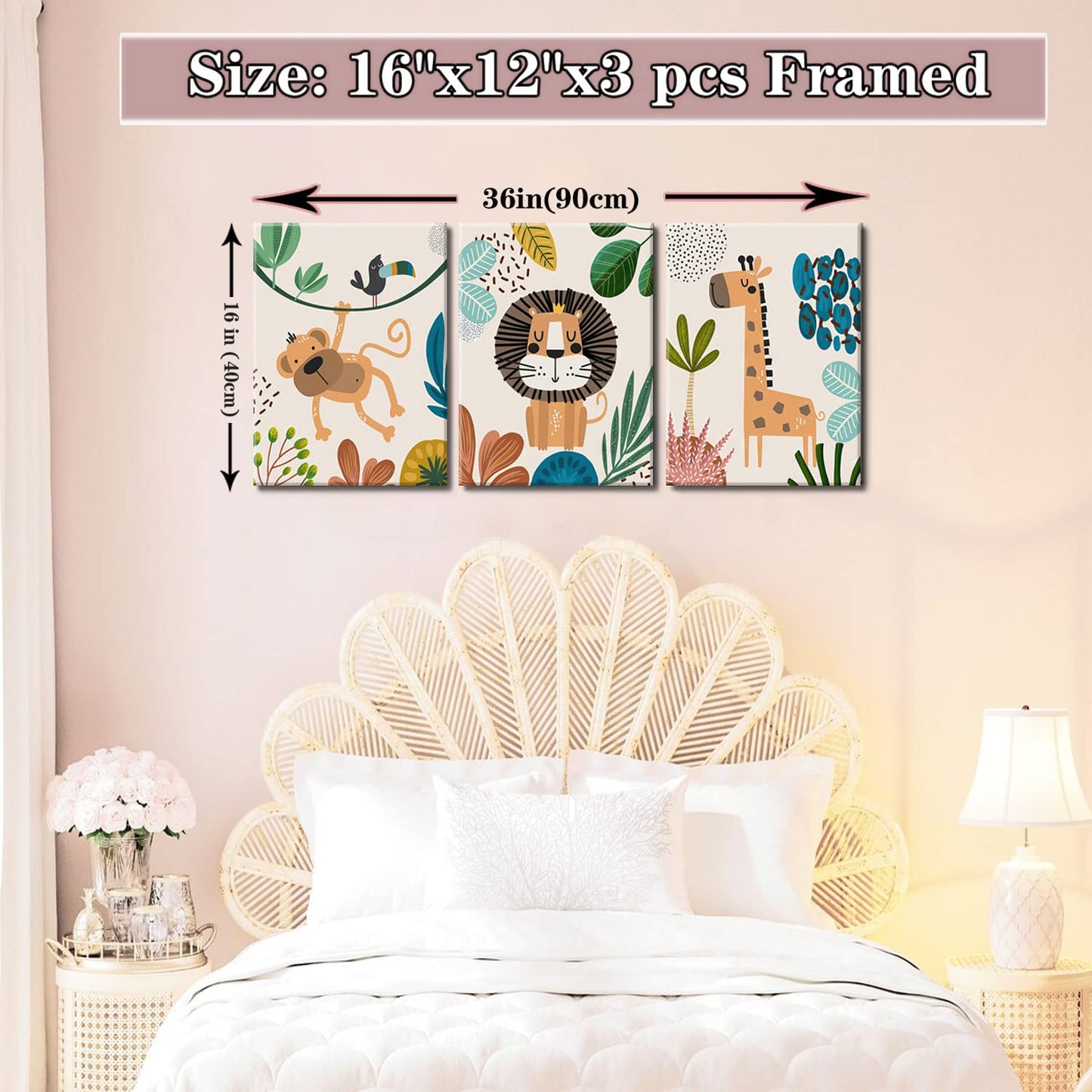 Conjunto de decoração de parede para berçário com 3 peças