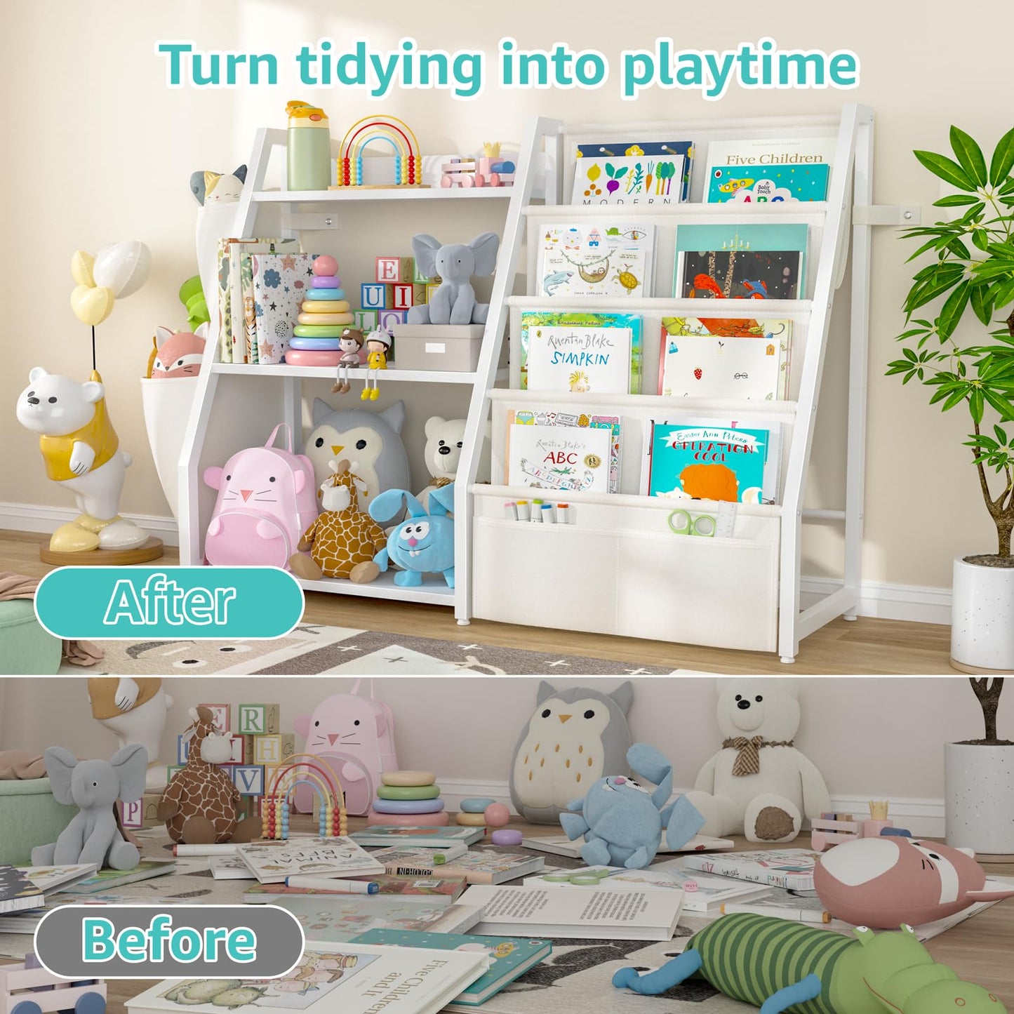 Estante para crianças e armazenamento de brinquedos