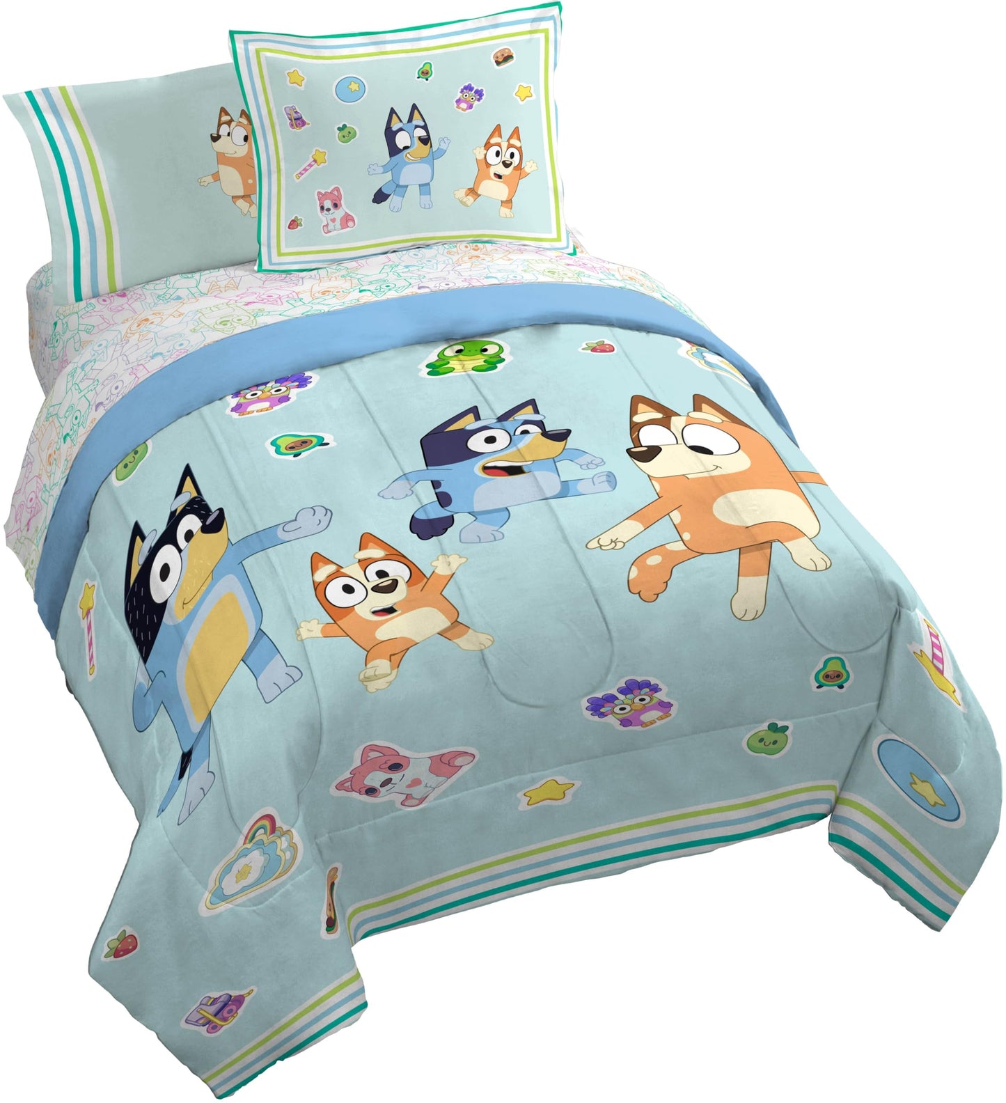 Conjunto de edredom Queen Size Bluey - 7 peças