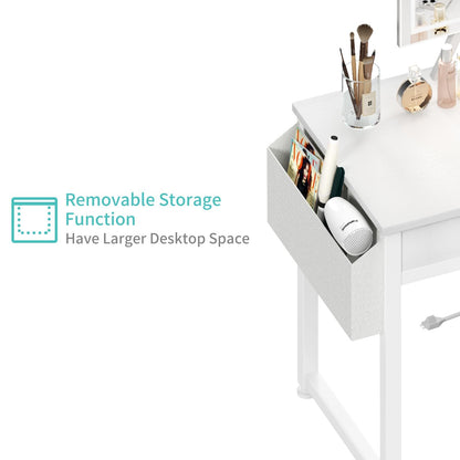 Small Makeup Vanity Desk with Fabric Drawers