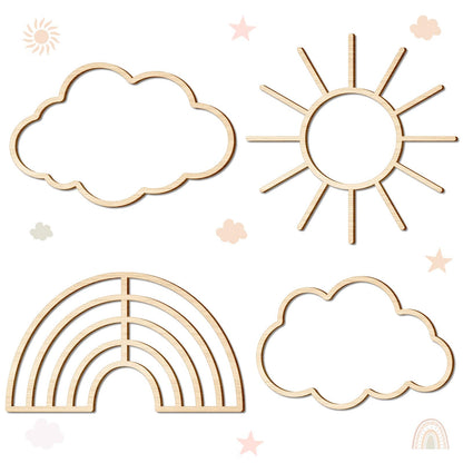 4 peças Boho Nursery Cloud Star decoração de parede