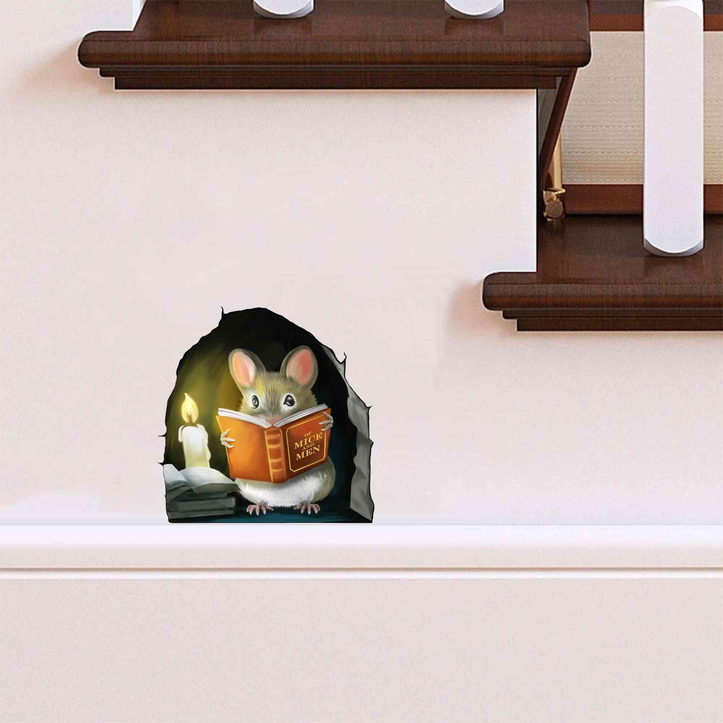 Mouse lendo livro, adesivo de decoração de parede decalque