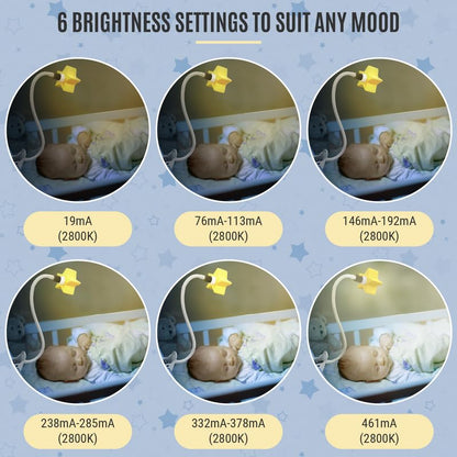 Luz de estrela LED com clipe, luz de mesa quente e regulável