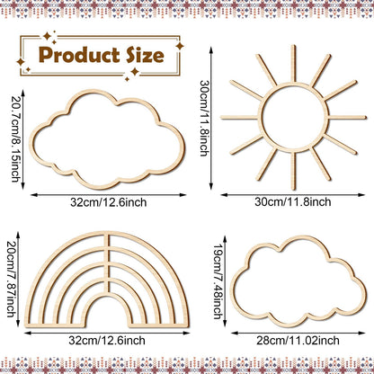 4 peças Boho Nursery Cloud Star decoração de parede
