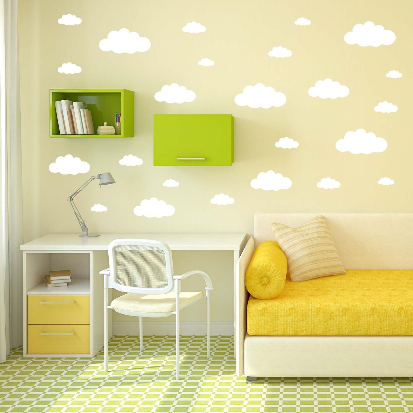 Adesivos de parede Big Clouds removíveis DIY