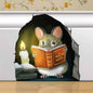 Mouse lendo livro, adesivo de decoração de parede decalque
