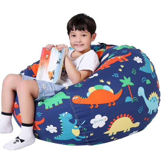 Stuffed Animal Storage Bean Bag Chair Cover for Kids