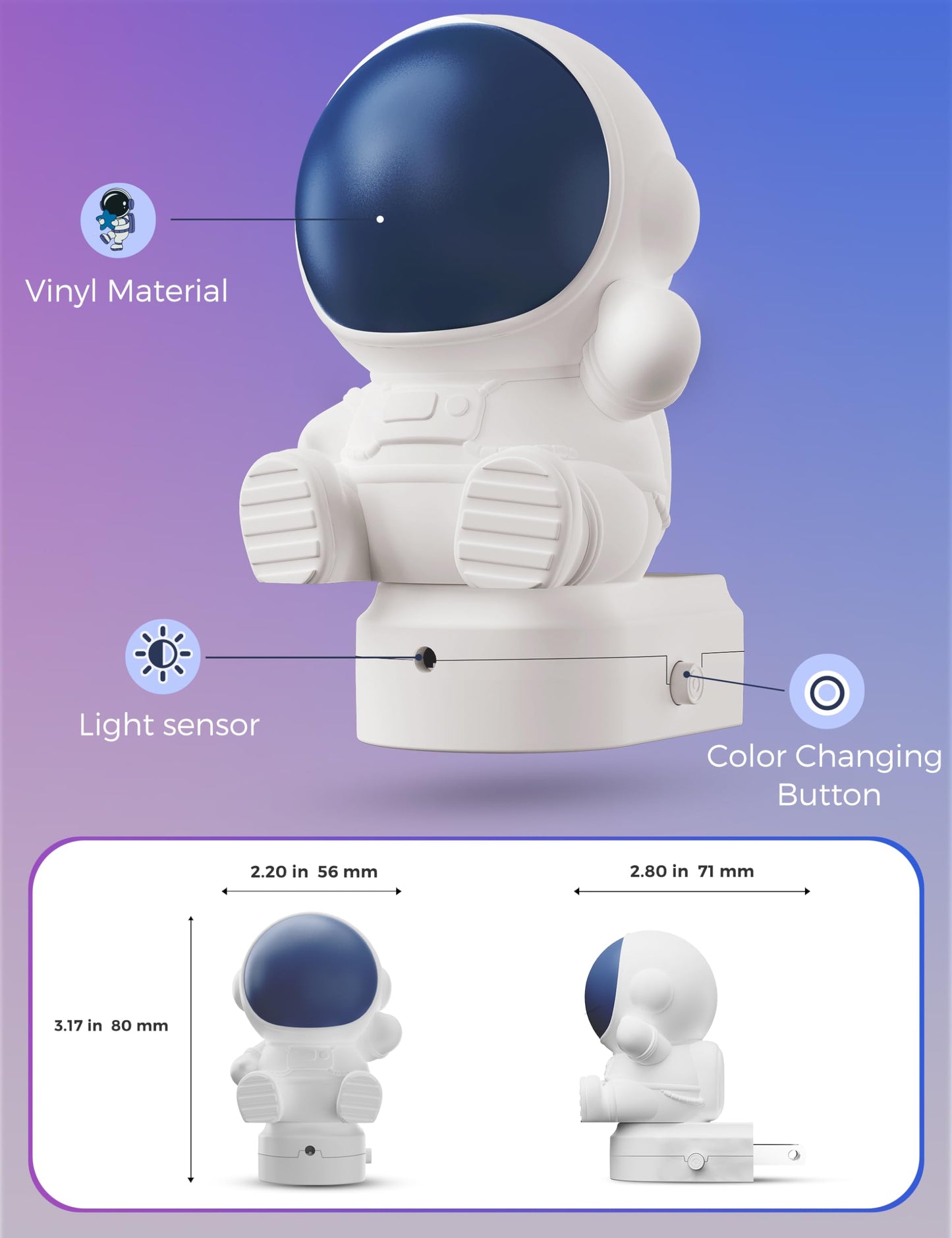 Luz noturna para crianças, espaço 3D