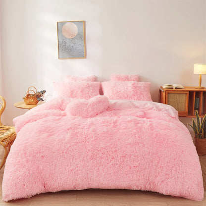 Edredones mullidos tamaño individual - Juego de cama de felpa ultra suave rosa de 2 piezas