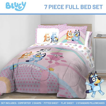 Conjunto de edredom Bluey Full Size - 7 peças