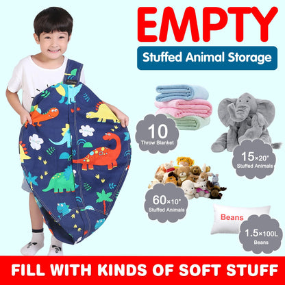 Stuffed Animal Storage Bean Bag Chair Cover for Kids