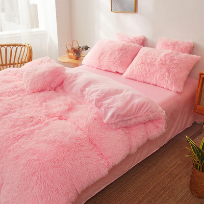 Edredones mullidos tamaño individual - Juego de cama de felpa ultra suave rosa de 2 piezas