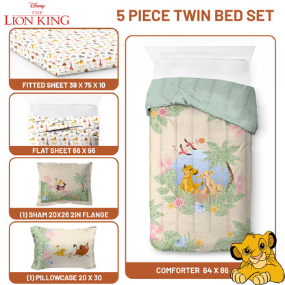 Conjunto de edredom duplo Disney Lion King - 5 peças