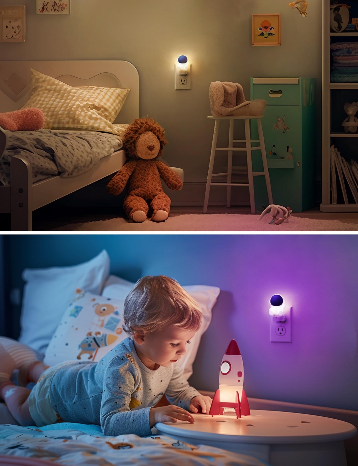 Luz noturna para crianças, espaço 3D